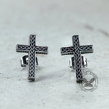 Chain Pattern Cross Stainless Steel Stud Earring