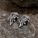 Cheetah Head Gemstone Stainless Steel Stud Earrings