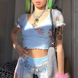 Cherub V-Neck Cropped Tee