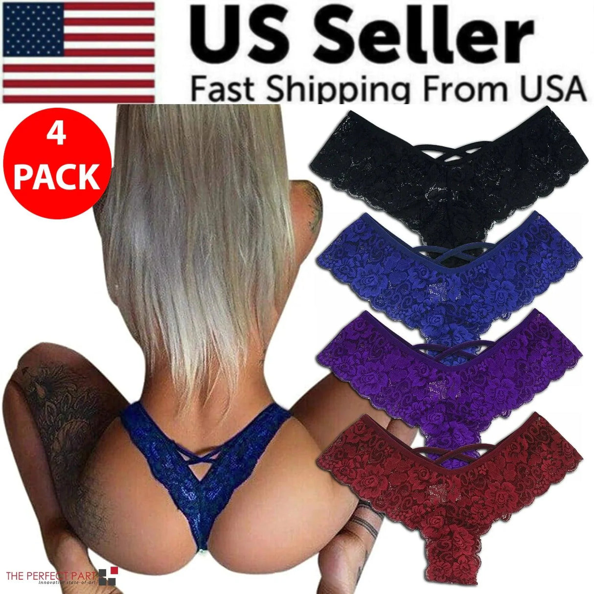 Chic 4-Pack Lace G-String Panties for Women