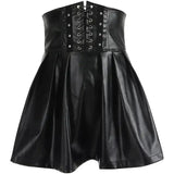 Chic Leather Lace-Up Skirt