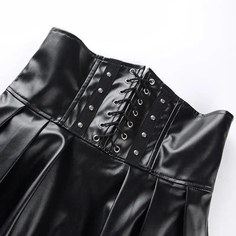 Chic Leather Lace-Up Skirt