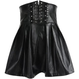 Chic Leather Lace-Up Skirt