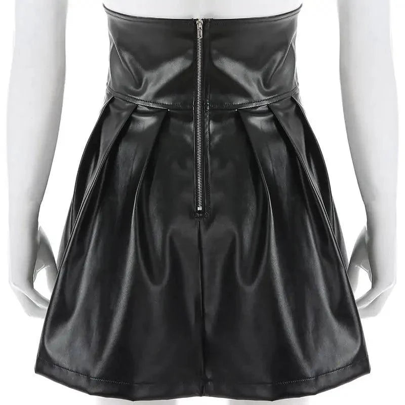Chic Leather Lace-Up Skirt