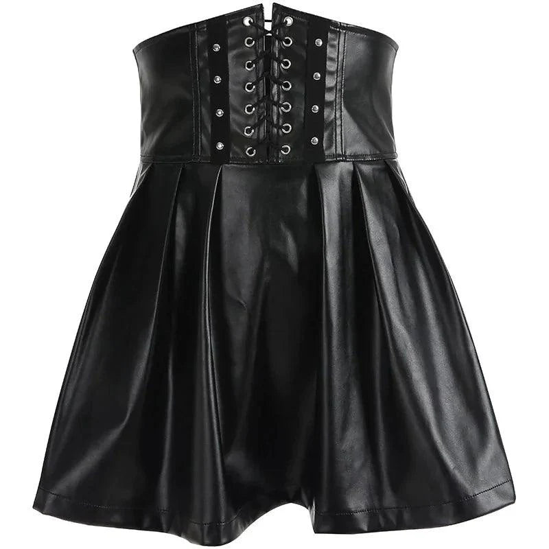 Chic Leather Lace-Up Skirt
