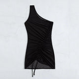 Chic Beach Cover-Up - Stylish One Shoulder Mesh Design for Effortless Summer Vibes