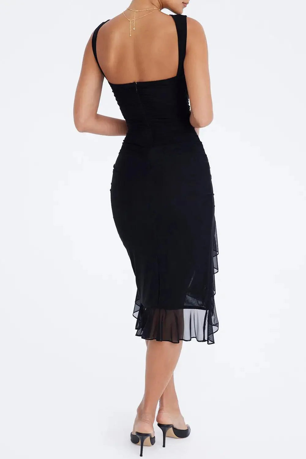 Elegant Chic Ruffled Midi Dress - Effortless Style for Every Occasion