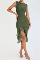 Elegant Chic Ruffled Midi Dress - Effortless Style for Every Occasion