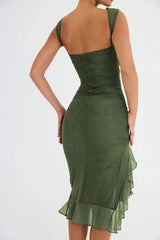 Elegant Chic Ruffled Midi Dress - Effortless Style for Every Occasion