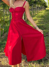 Chic Sleeveless Swing Midi Skirt