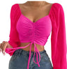 Chic V-Neck Balloon Sleeve Crop Top