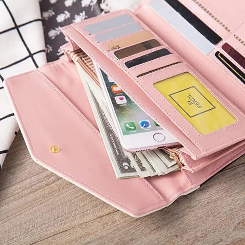 Chic Women's Leather Clutch Wallet & Card Holder