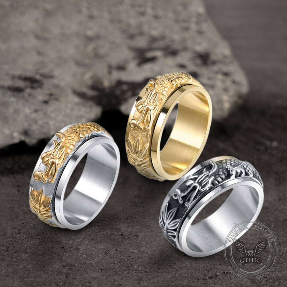 Chinese Dragon Stainless Steel Spinner Ring