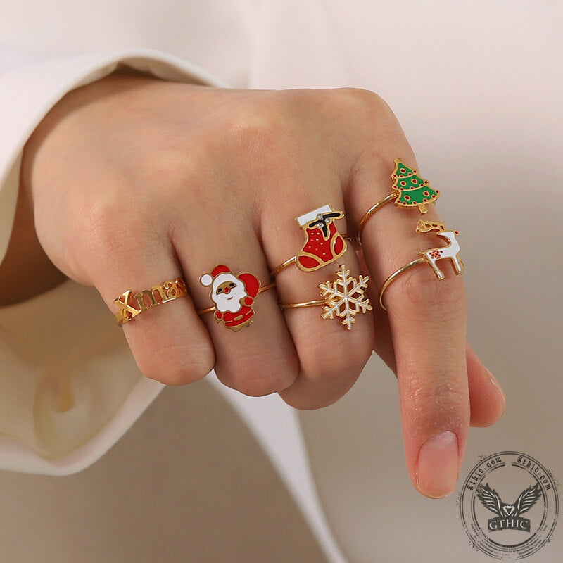 Christmas Cute Stainless Steel Open Ring