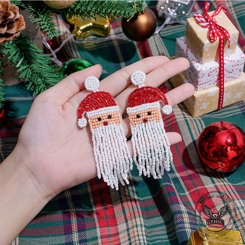 Christmas Tree Santa Cartoon Tassel Rice Bead Earrings