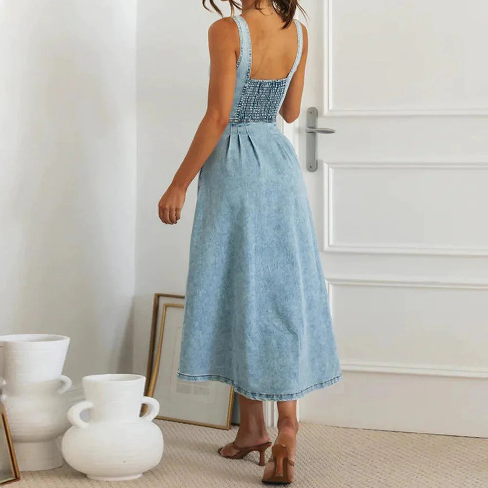 CitySleek Denim Midi Dress