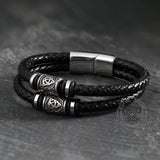 Classic Braided Stainless Steel Leather Bracelet