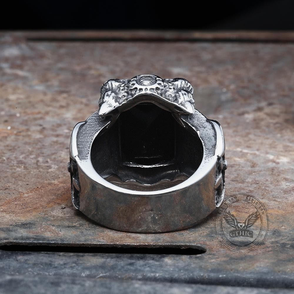 Anillo clásico de acero inoxidable con circonita cúbica