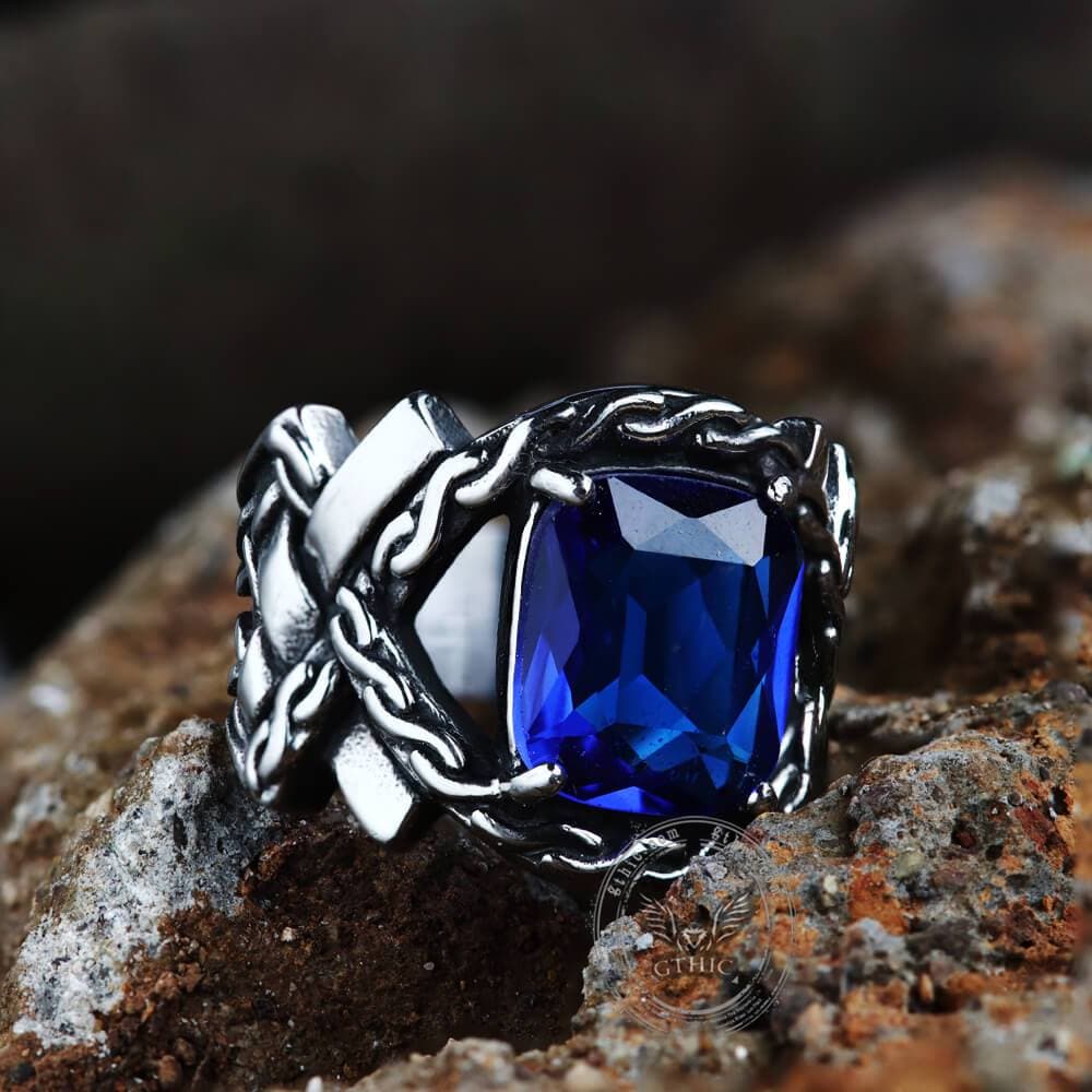 Classic Cross Knot Stainless Steel CZ Ring