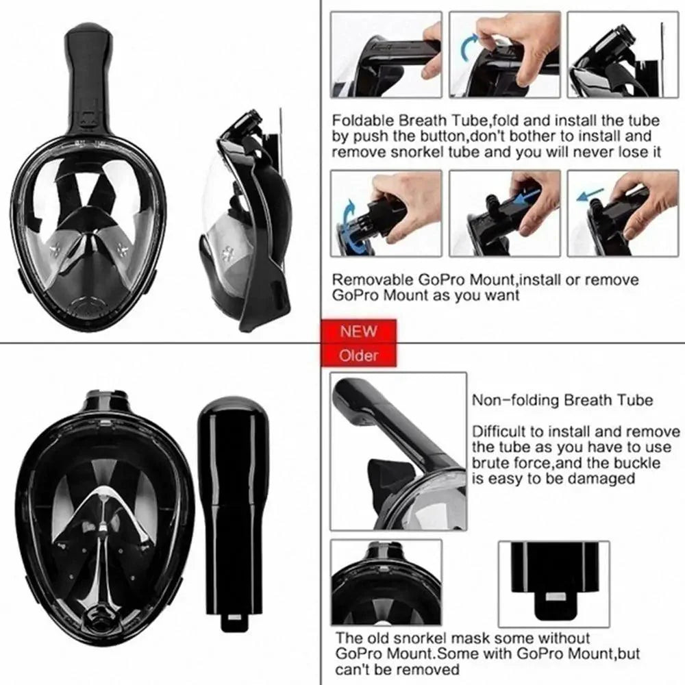 ClearView Snorkel Mask - 180° Vision & Anti-Fog Technology for Ultimate Underwater Adventures