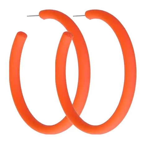 Orange Hoop Earrings for Women Retro Neon Orange Earrings Acrylic Large Hoop Earrings 80s 90s Earrings Colorful Big Hoop Statement Earring Orange Lightweight Earrings for 80s Party Accessories - Lootquake