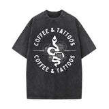 Coffee and Tattoos Snake Rose Vintage Washed T-shirt