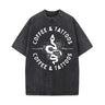 Coffee and Tattoos Snake Rose Vintage Washed T-shirt