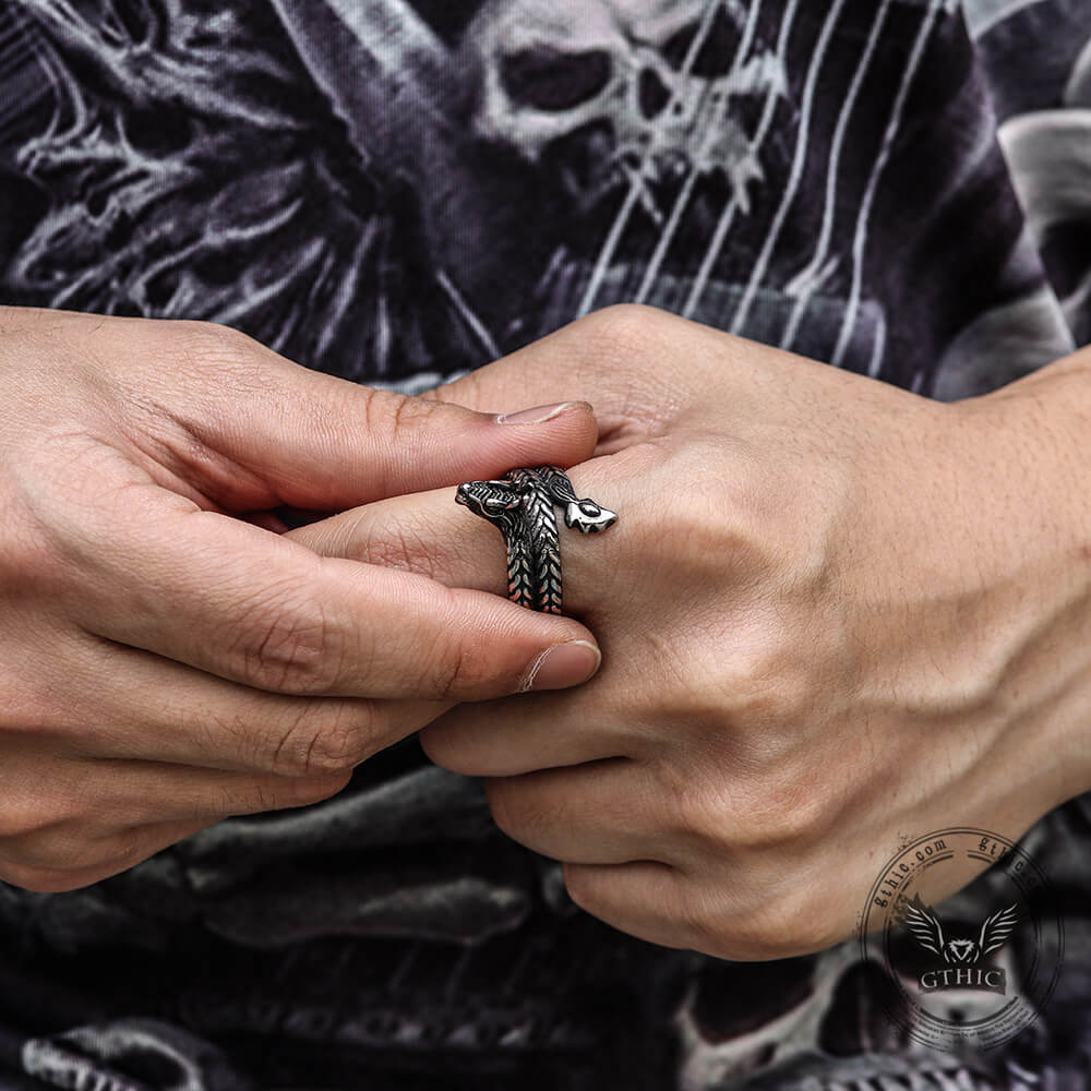 Coiled Dragon Stainless Steel Animal Ring