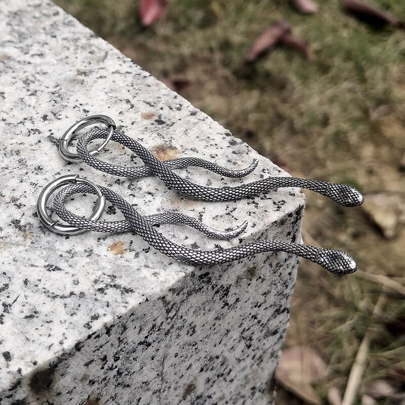 Coiled Snake Stainless Steel Animal Earrings