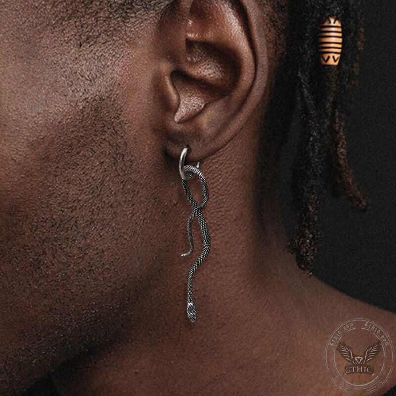 Coiled Snake Stainless Steel Animal Earrings