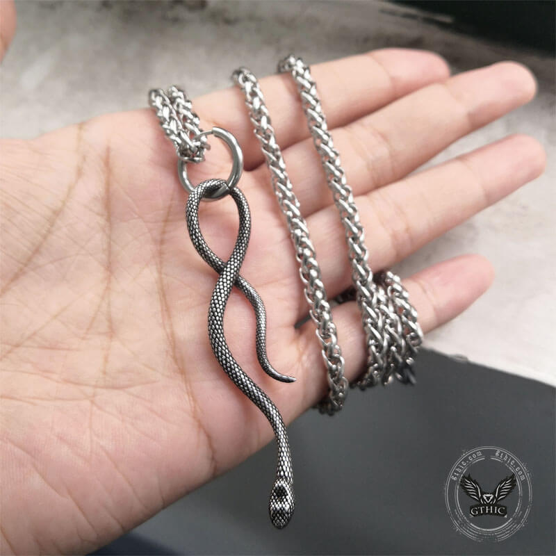Coiled Snake Stainless Steel Animal Pendant