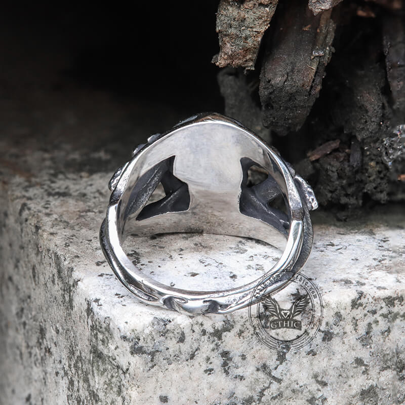 Coiled Snake Stainless Steel Skull Ring