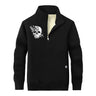 Multicolor Floral Skull Stand Collar Zip Fleece Sherpa Sweatshirt
