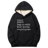 Multicolor Inner Peace Begins Warm Fleece Sherpa Lined Hoodie