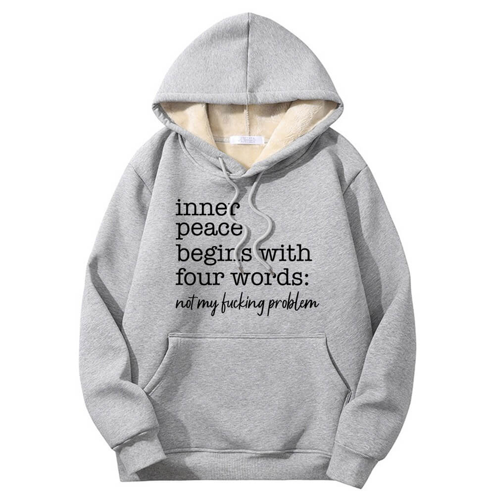 Sudadera con capucha multicolor con forro polar sherpa y cálida "Inner Peace Begins"