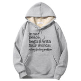 Multicolor Inner Peace Begins Warm Fleece Sherpa Lined Hoodie