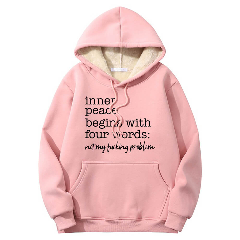 Sudadera con capucha multicolor con forro polar sherpa y cálida "Inner Peace Begins"