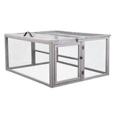 Compact Grey Rabbit Hutch with Folding Runway