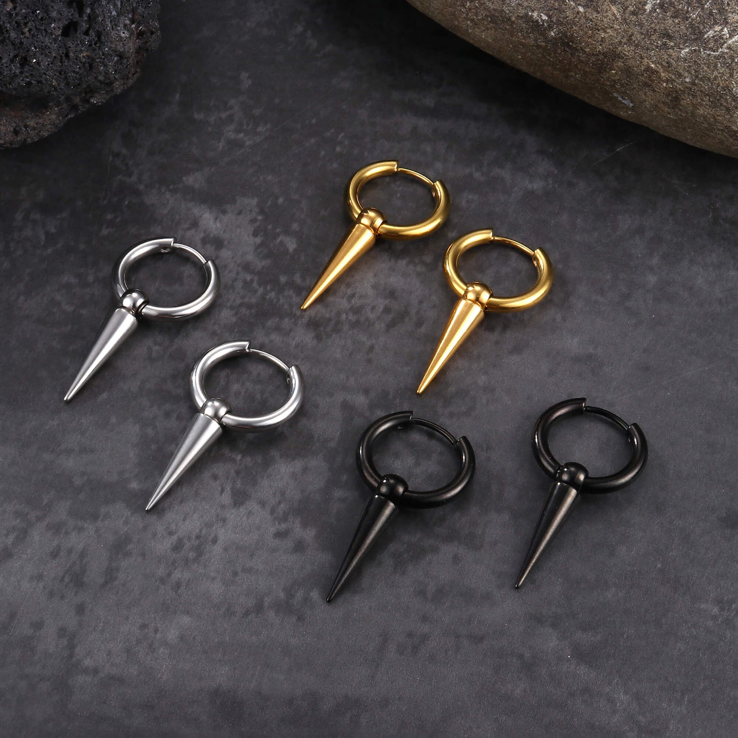 Conical Drop Stainless Steel Hoop Earrings