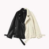Contrast Vegan Leather Jacket