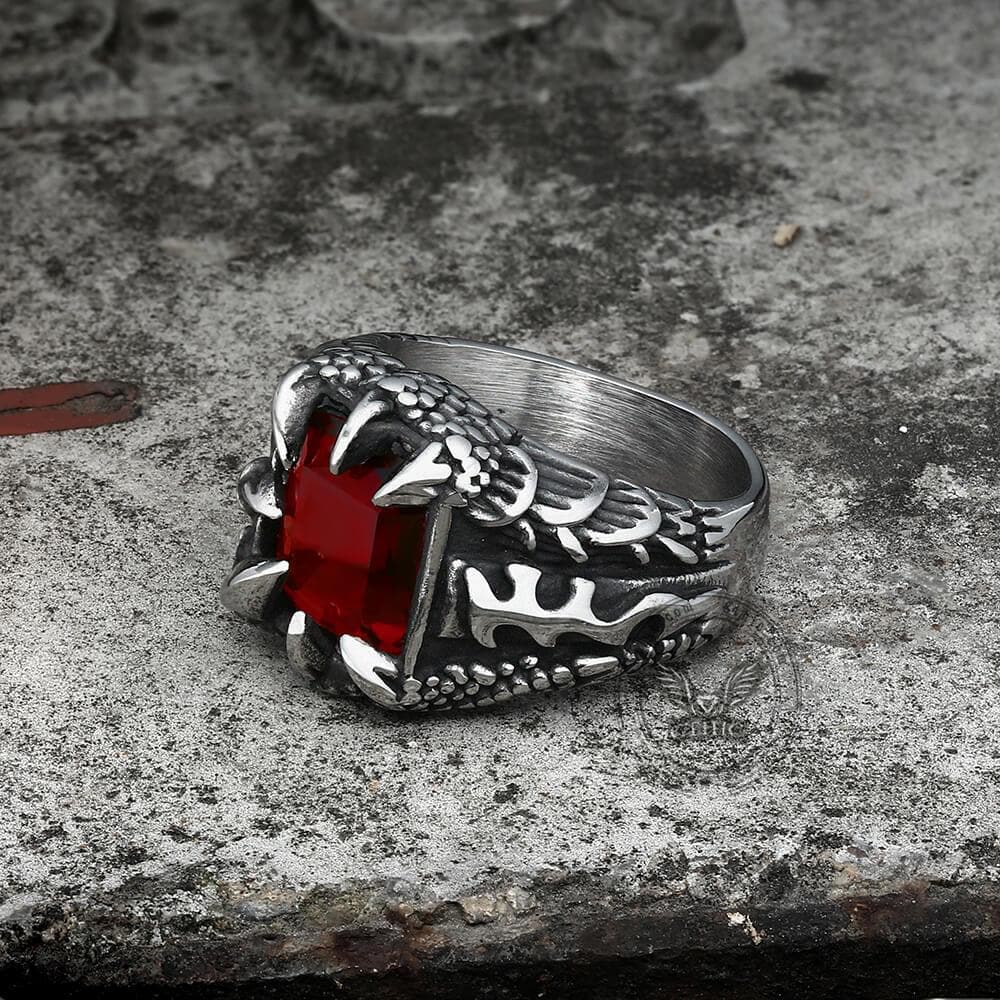 Cool Dragon Claw Stainless Steel CZ Ring