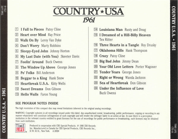 Country USA 1961 (CD) | Near Mint (NM) Near Mint (NM)
