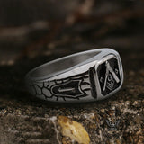 Cracked-pattern Masonic Stainless Steel Ring