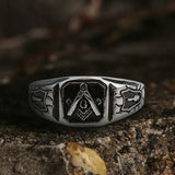 Cracked-pattern Masonic Stainless Steel Ring