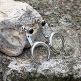 Crescent Moon Stainless Steel Front-back Earrings