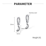 Crescent Moon Stainless Steel Hoop Earrings
