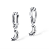 Crescent Moon Stainless Steel Hoop Earrings