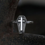 Cross And Coffin Stainless Steel Ring