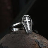 Cross And Coffin Stainless Steel Ring