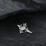Cross Inlaid Black Stone Stainless Steel Earrings